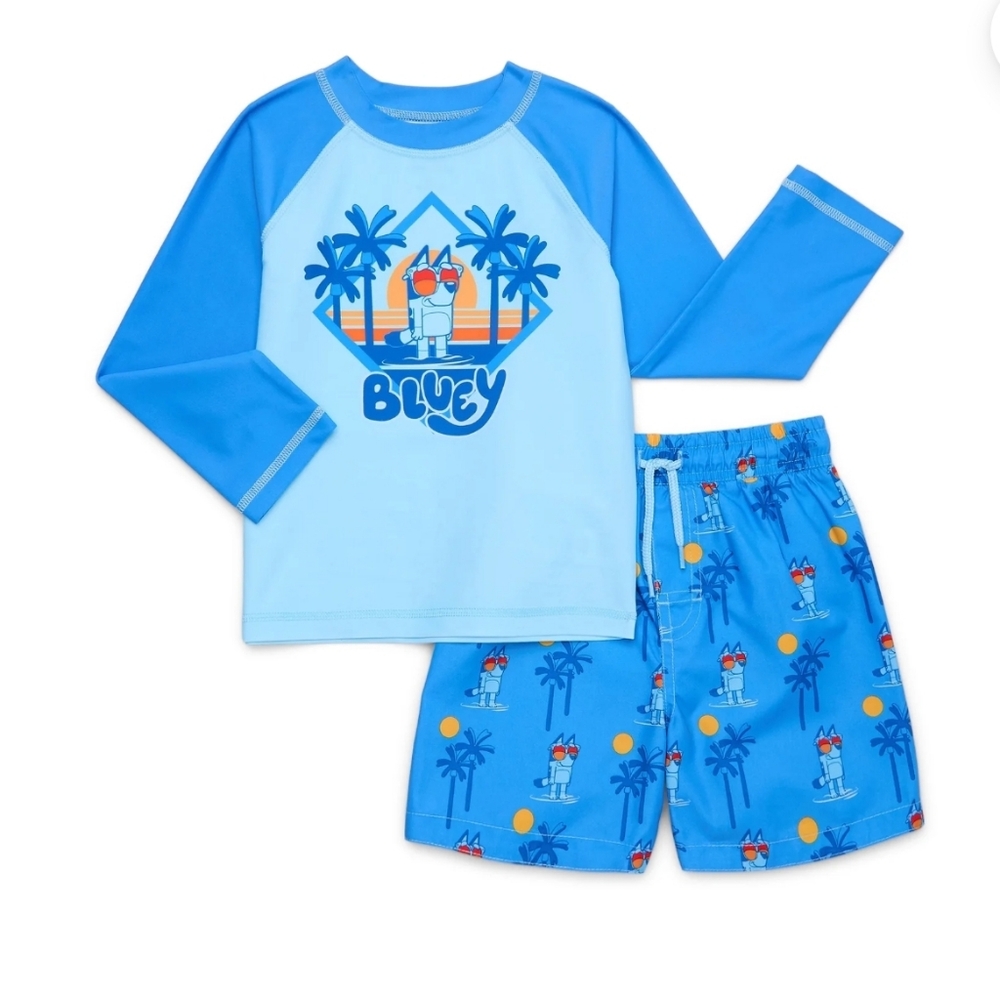 B1G1@50%Off- Character Infant Boy Rash Guard and Swim Trunk Set, 2-Piece
